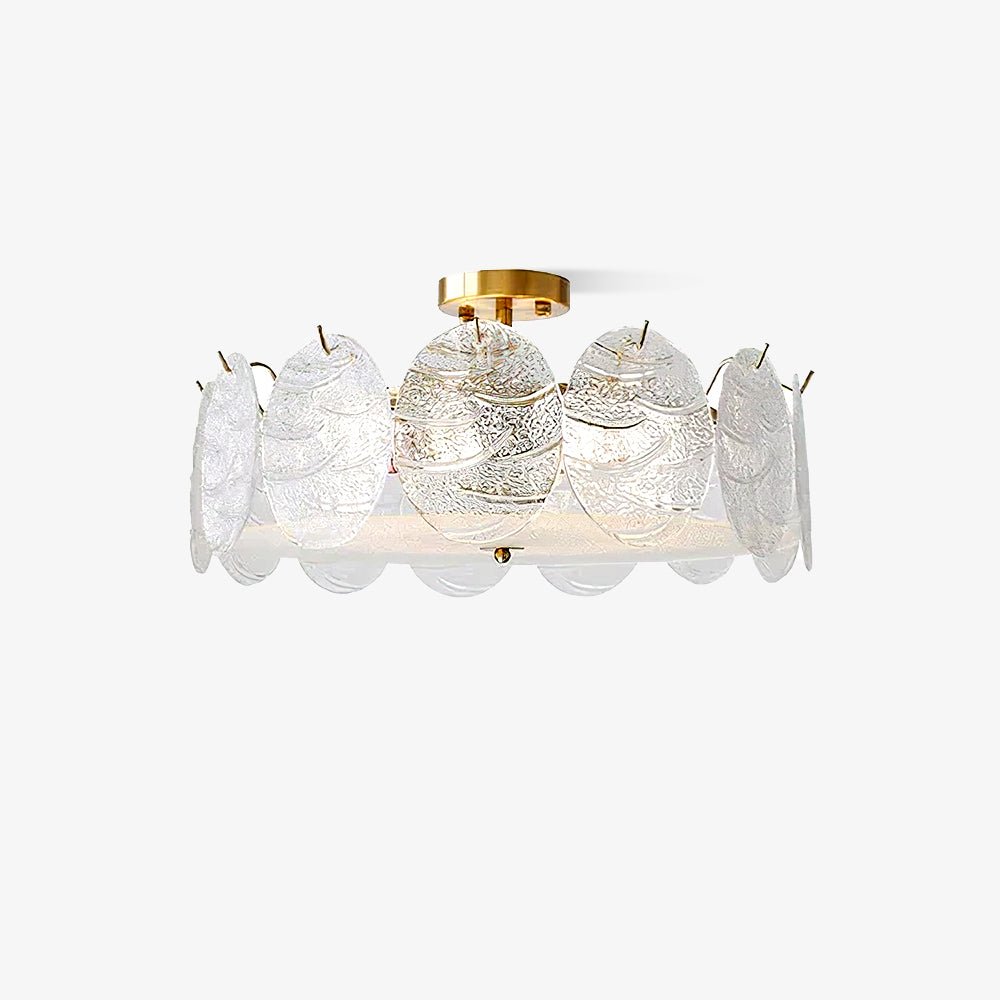 Velalaine Ceiling Lamp with Gold Finish and Ribbed Glass