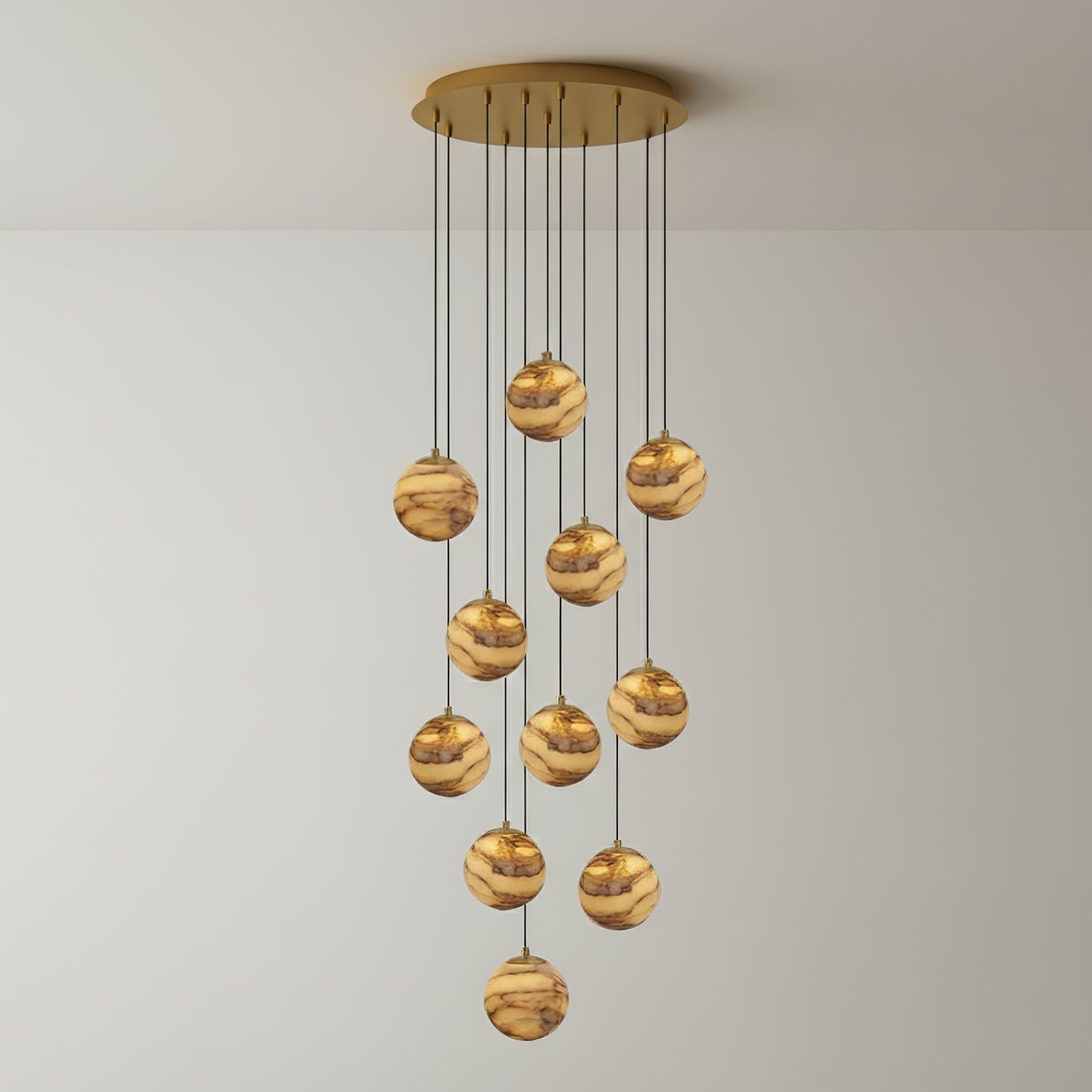 LUX Alabaster Cluster Chandelier Staircase