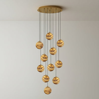 LUX Alabaster Cluster Chandelier Staircase