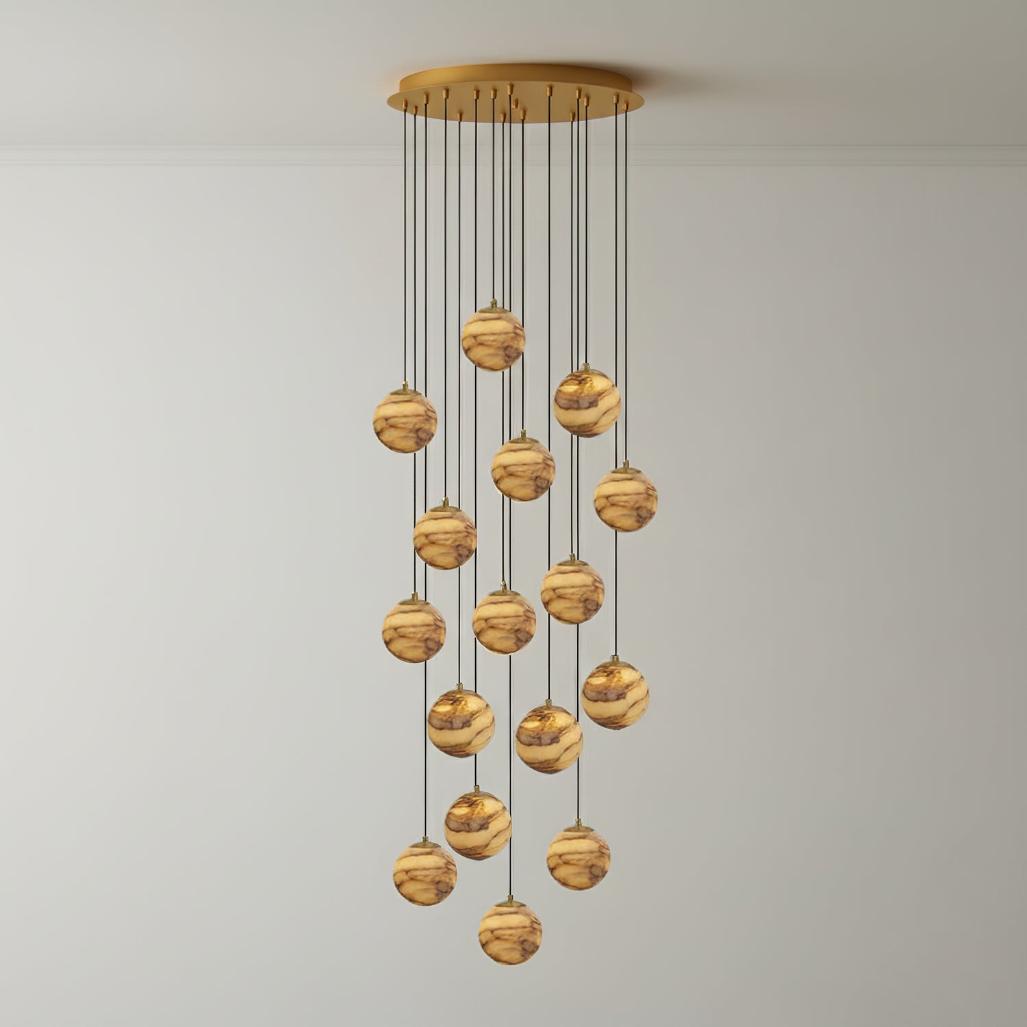 LUX Alabaster Cluster Chandelier Staircase