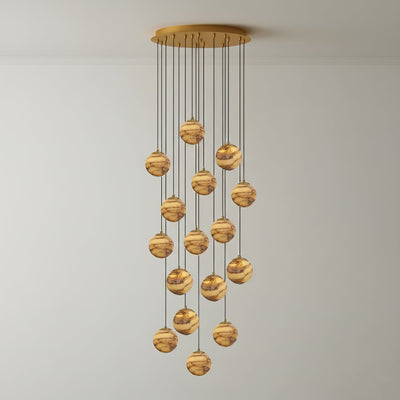 LUX Alabaster Cluster Chandelier Staircase