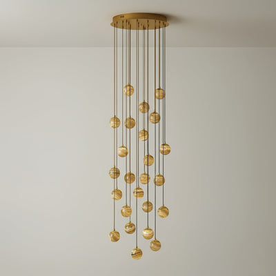 LUX Alabaster Cluster Chandelier Staircase