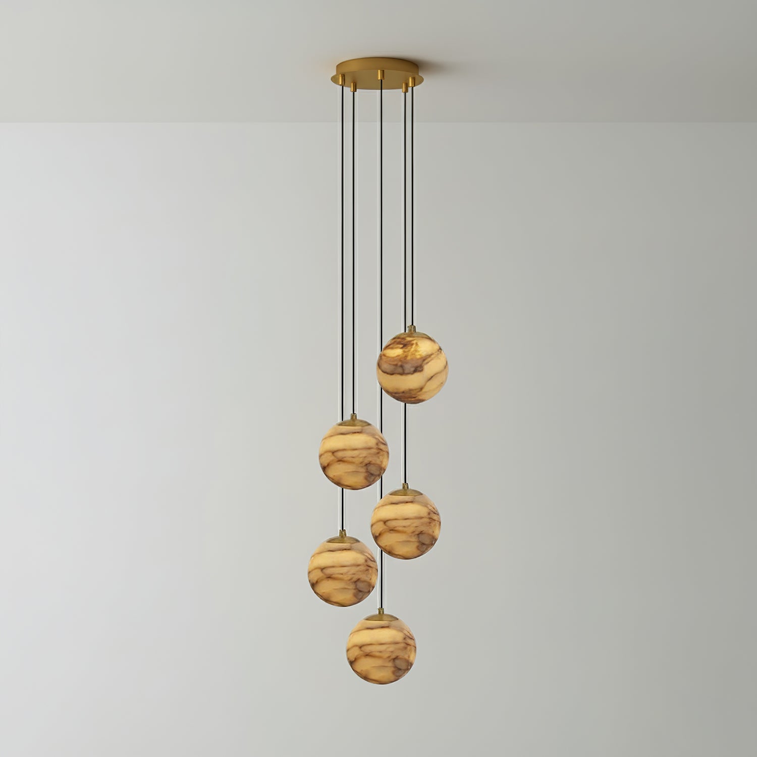 LUX Alabaster Cluster Chandelier Staircase