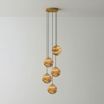 LUX Alabaster Cluster Chandelier Staircase