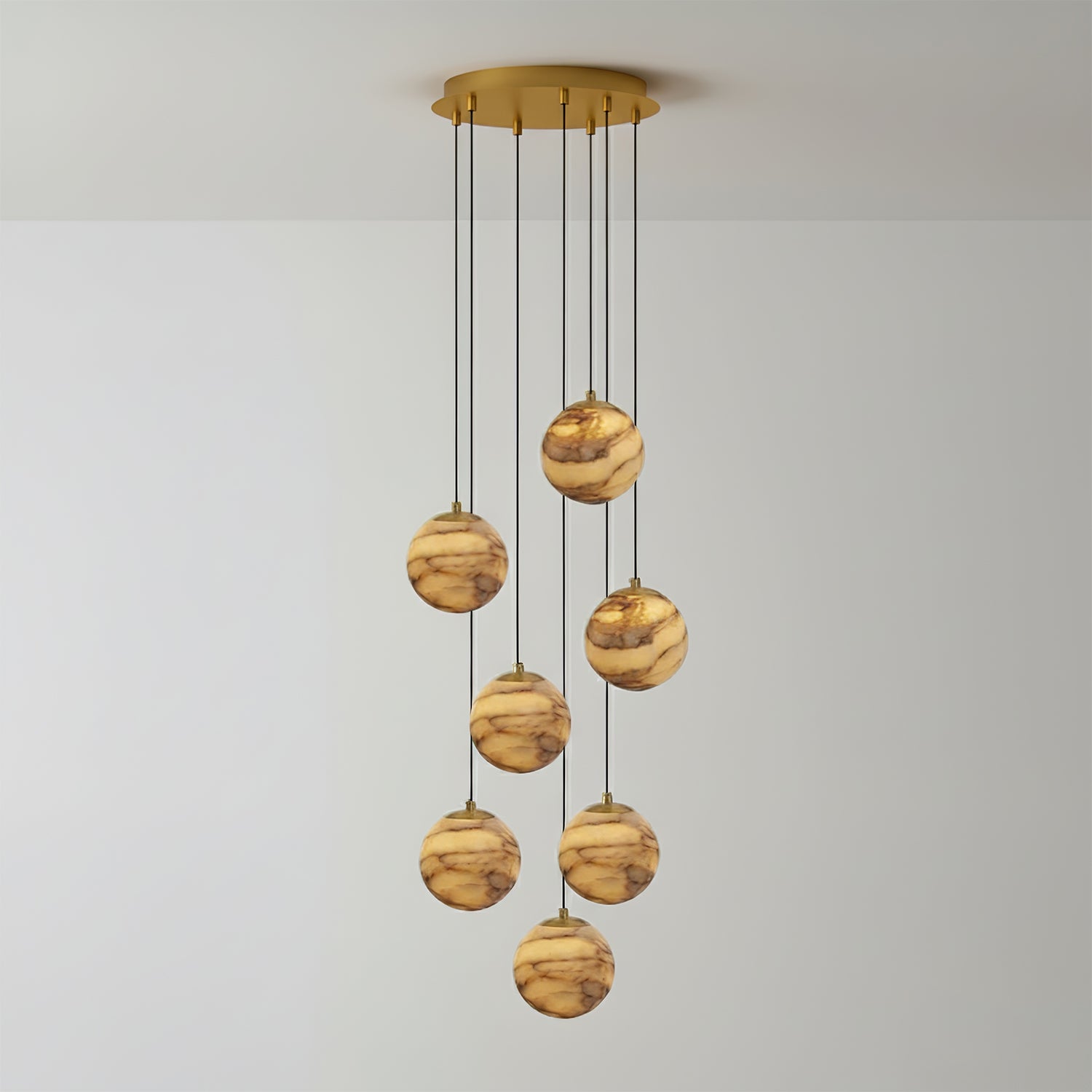 LUX Alabaster Cluster Chandelier Staircase
