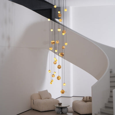 LUX Alabaster Cluster Chandelier Staircase