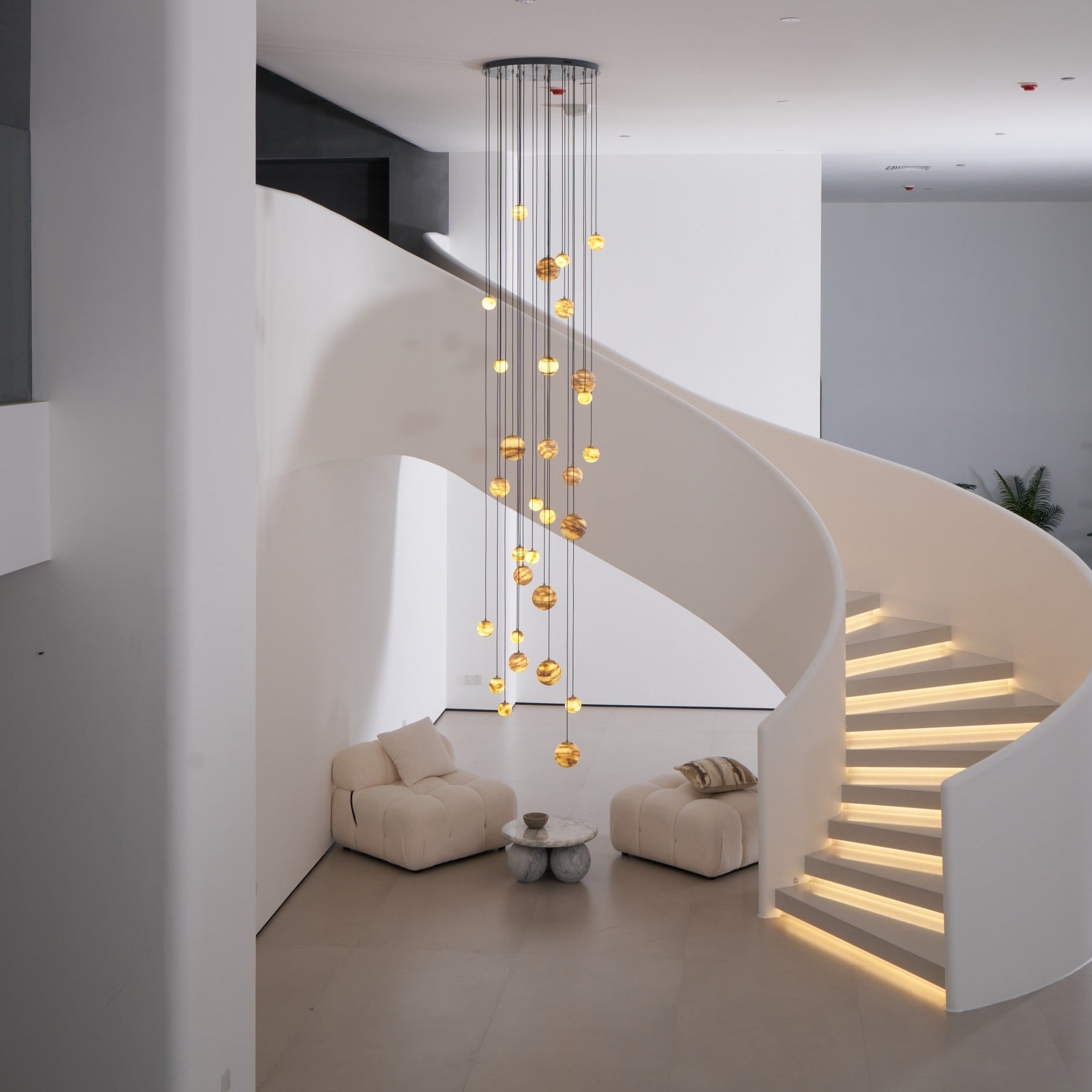 LUX Alabaster Cluster Chandelier Staircase
