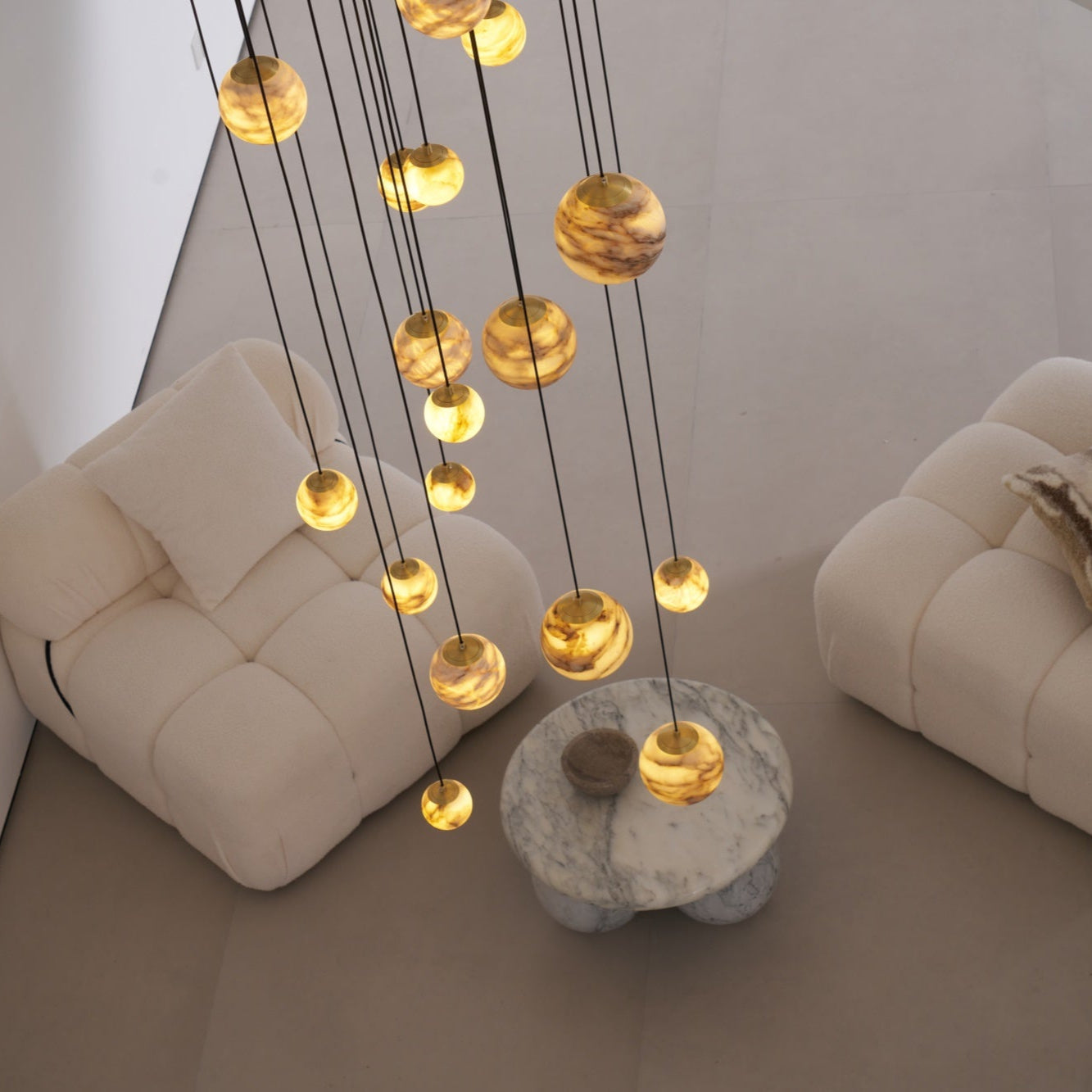 LUX Alabaster Cluster Chandelier Staircase