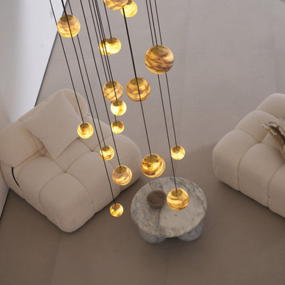 LUX Alabaster Cluster Chandelier Staircase
