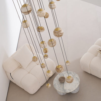 LUX Alabaster Cluster Chandelier Staircase