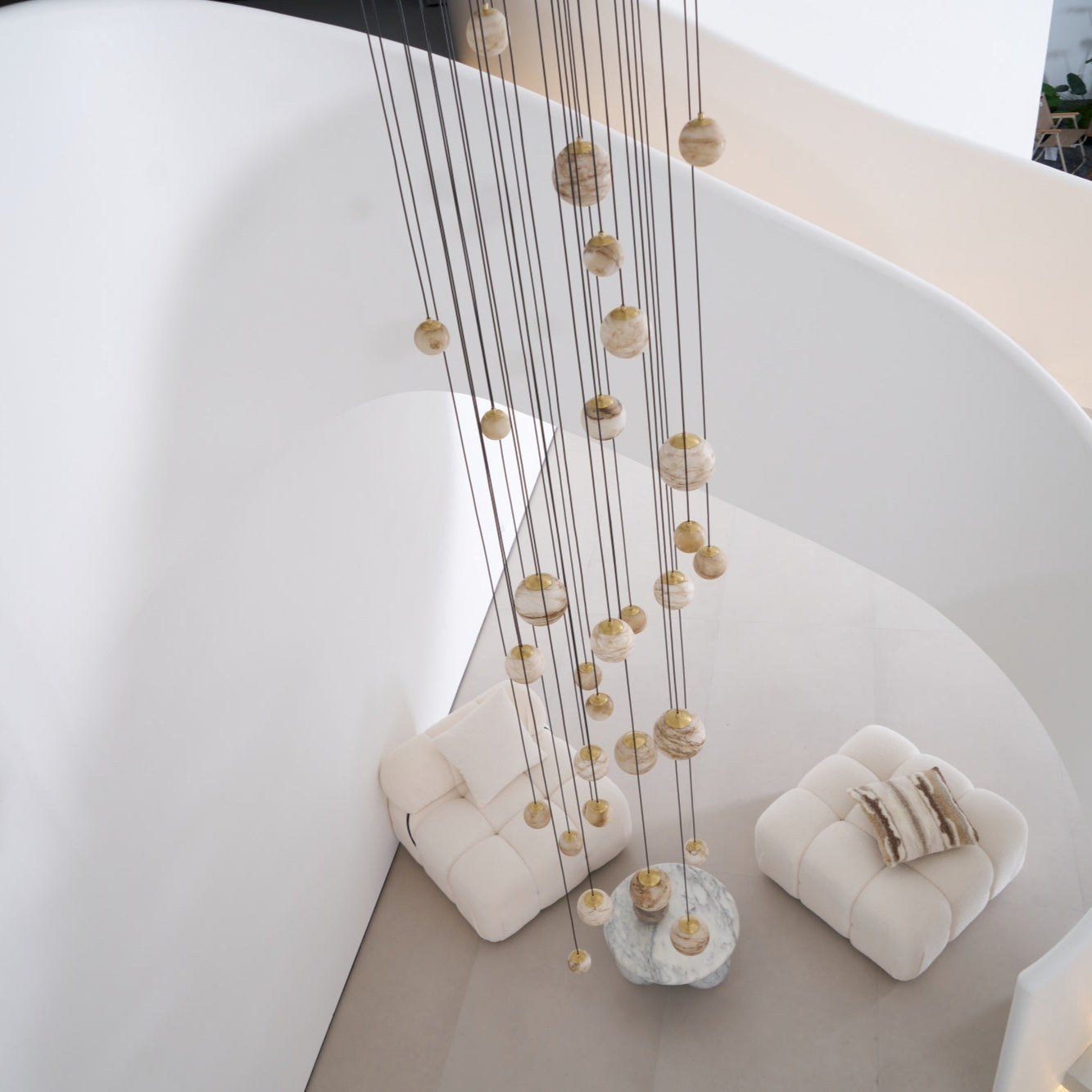 LUX Alabaster Cluster Chandelier Staircase