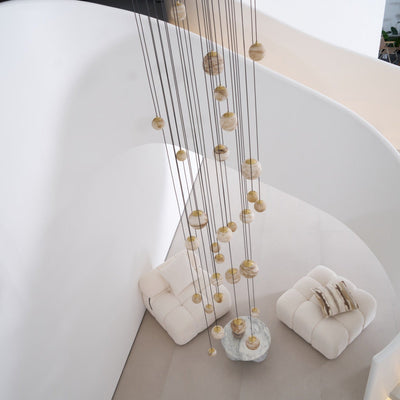 LUX Alabaster Cluster Chandelier Staircase