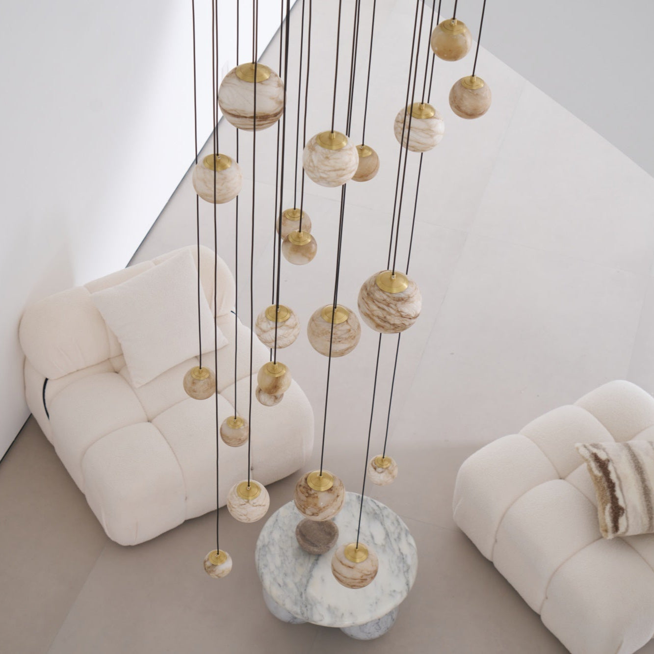 LUX Alabaster Cluster Chandelier Staircase