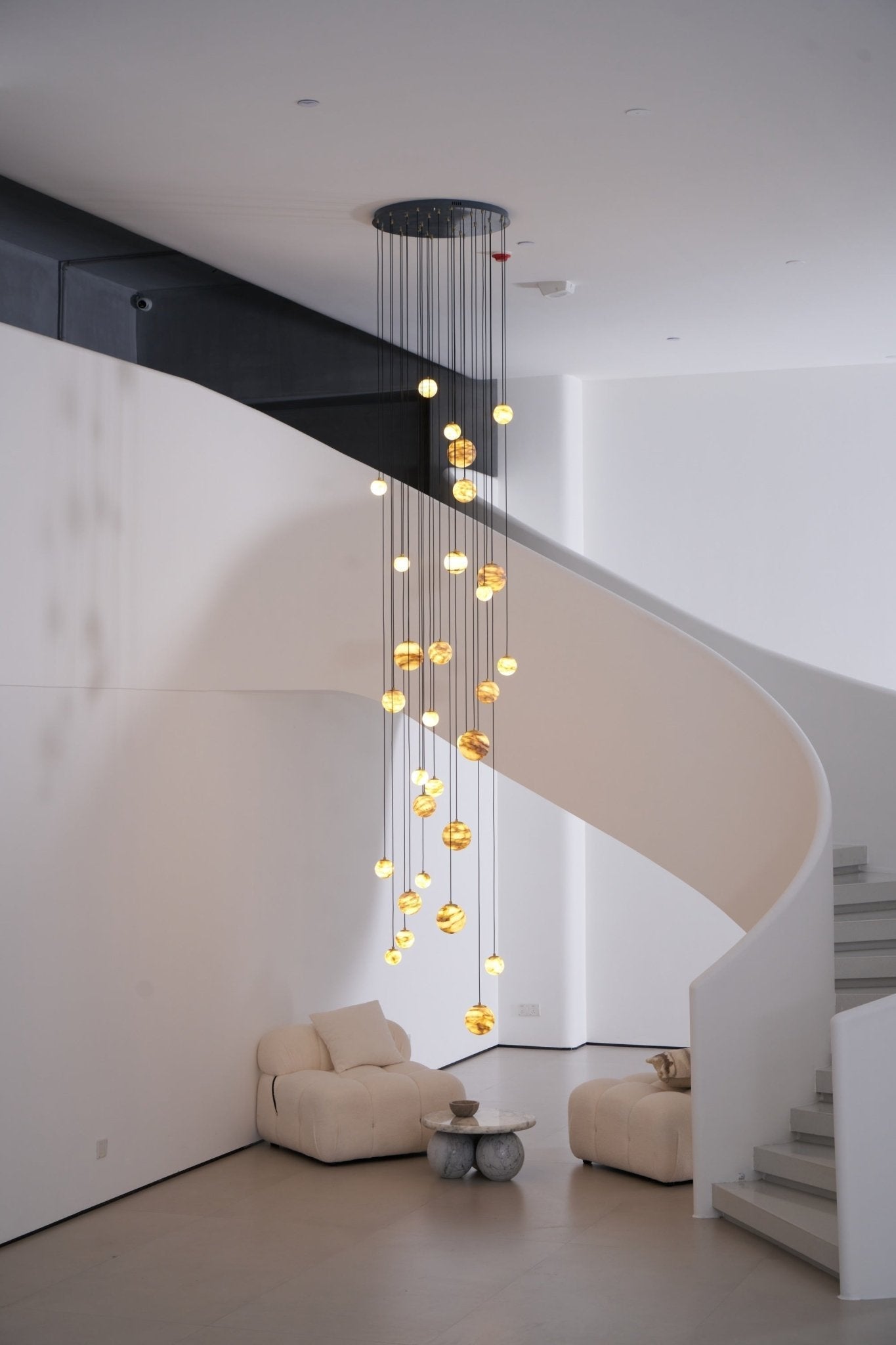 LUX Alabaster Cluster Chandelier Staircase