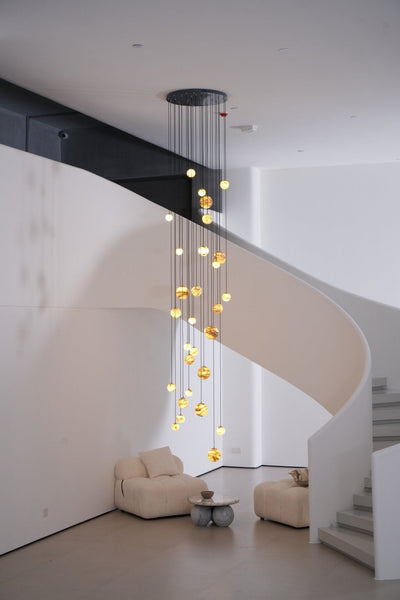 LUX Alabaster Cluster Chandelier Staircase