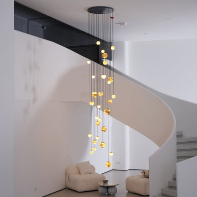 LUX Alabaster Cluster Chandelier Staircase