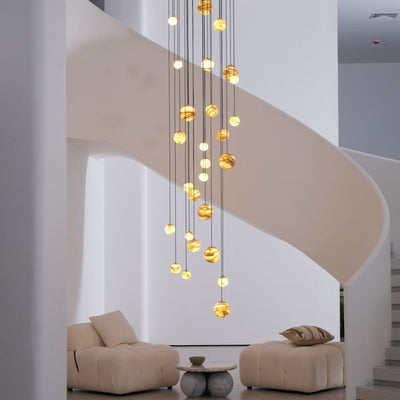 LUX Alabaster Cluster Chandelier Staircase