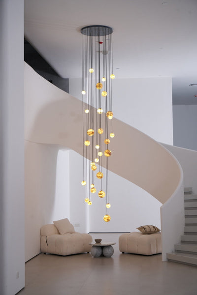 LUX Alabaster Cluster Chandelier Staircase