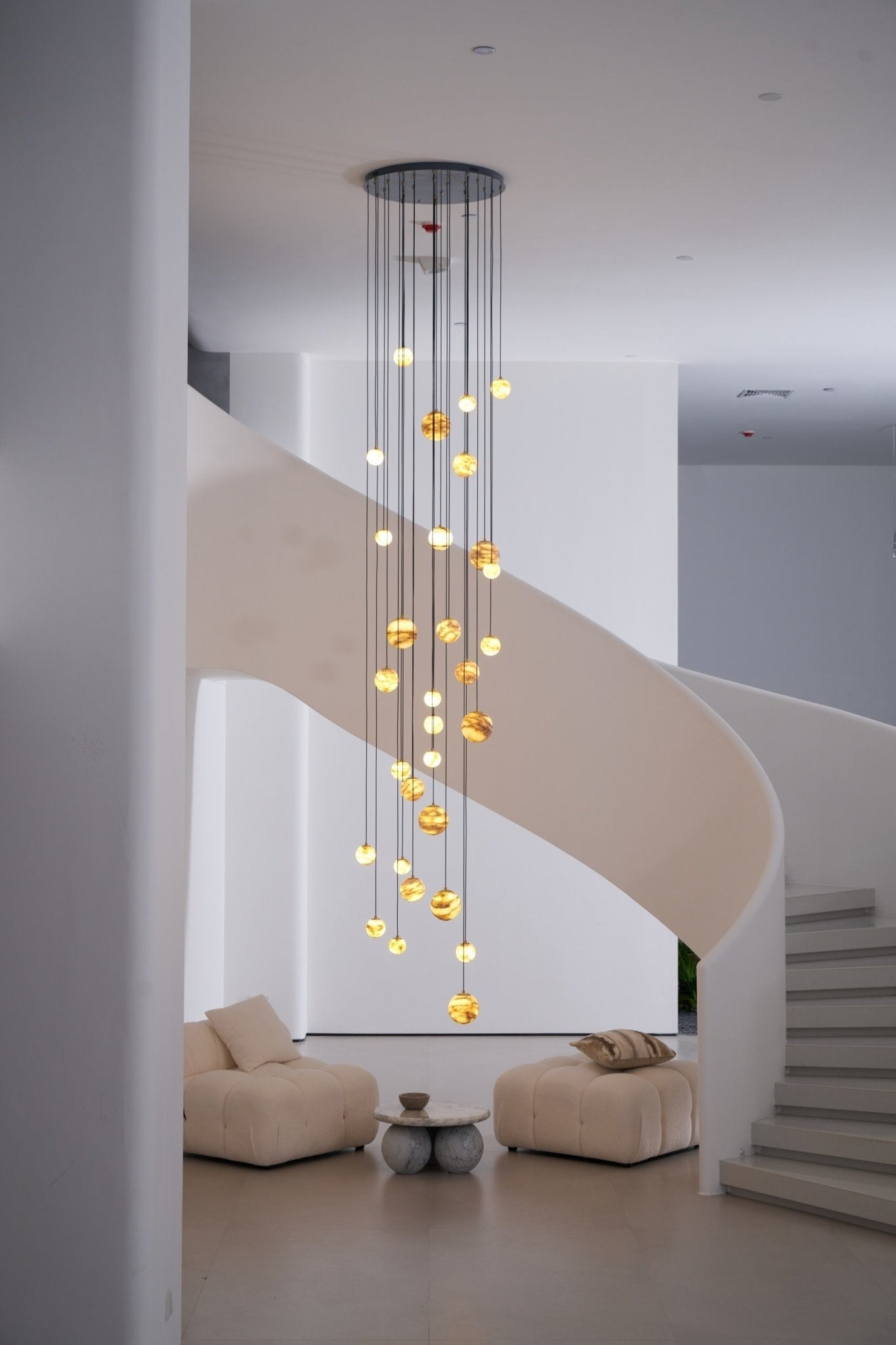LUX Alabaster Cluster Chandelier Staircase