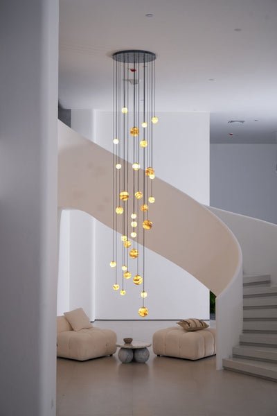 LUX Alabaster Cluster Chandelier Staircase