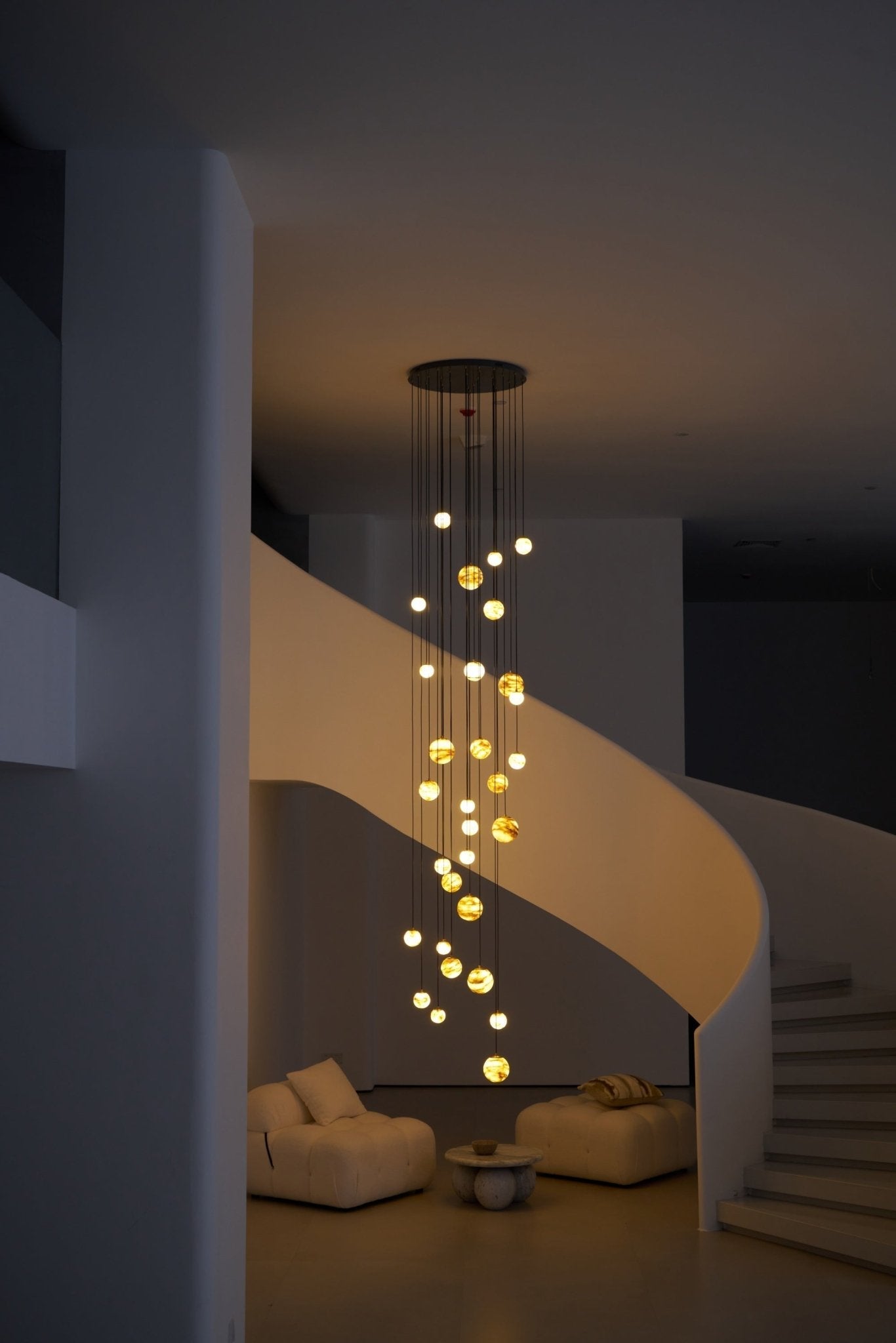 LUX Alabaster Cluster Chandelier Staircase