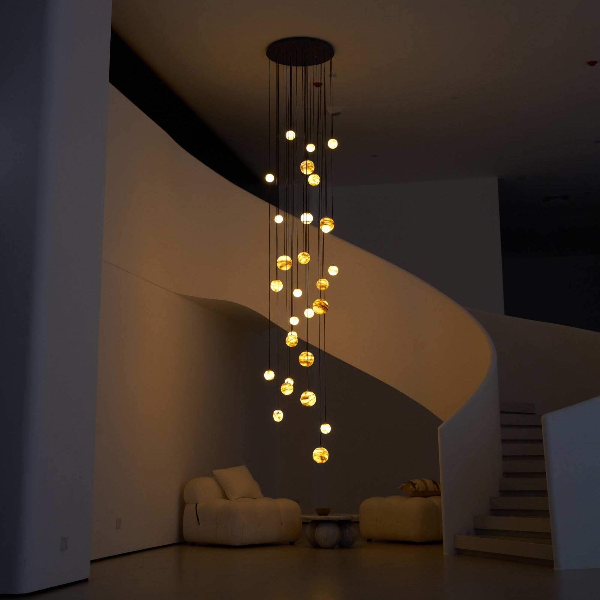 LUX Alabaster Cluster Chandelier Staircase