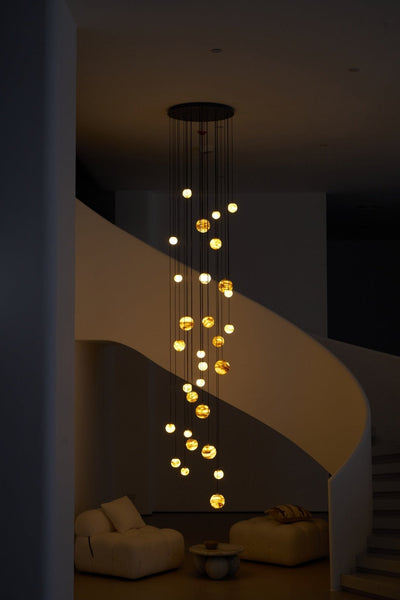 LUX Alabaster Cluster Chandelier Staircase