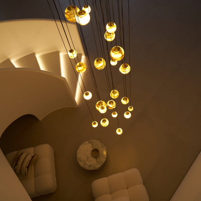 LUX Alabaster Cluster Chandelier Staircase