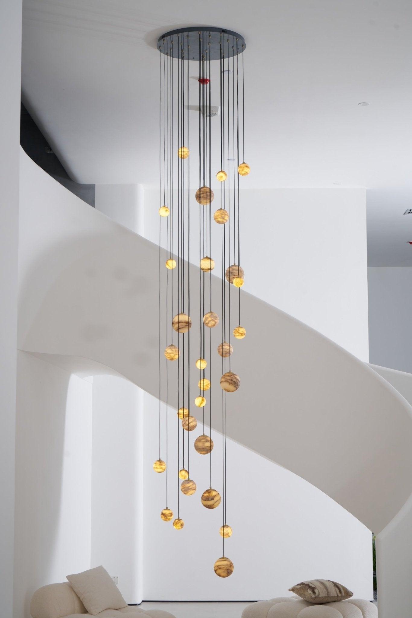 LUX Alabaster Cluster Chandelier Staircase