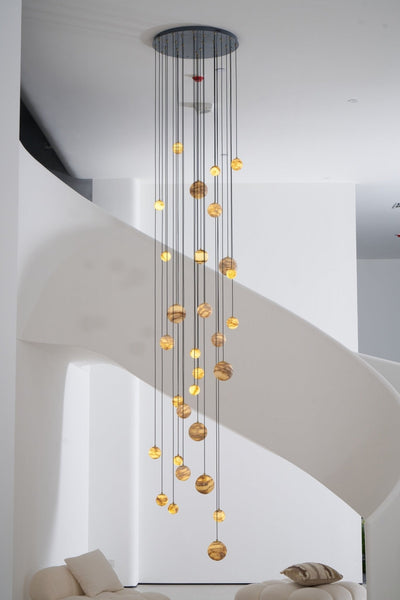 LUX Alabaster Cluster Chandelier Staircase