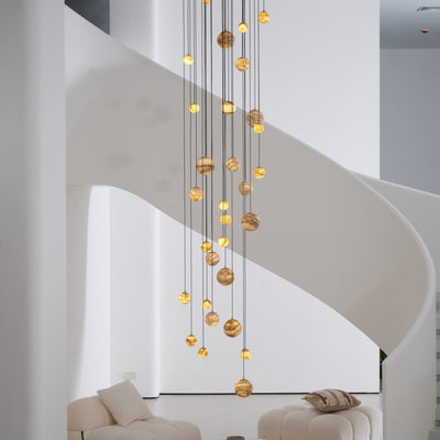 LUX Alabaster Cluster Chandelier Staircase