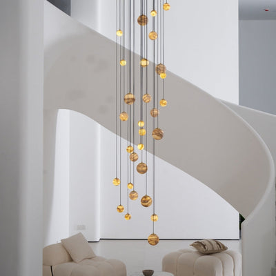 LUX Alabaster Cluster Chandelier Staircase