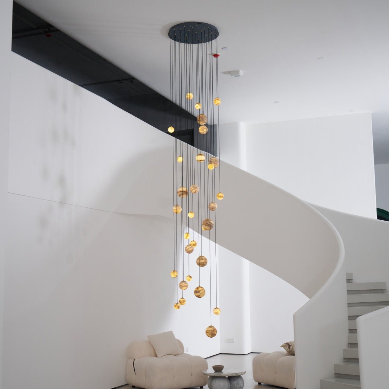 LUX Alabaster Cluster Chandelier Staircase