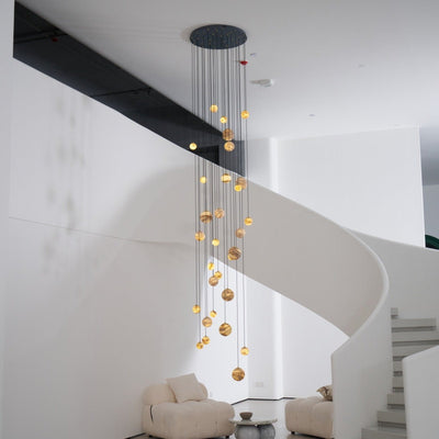 LUX Alabaster Cluster Chandelier Staircase