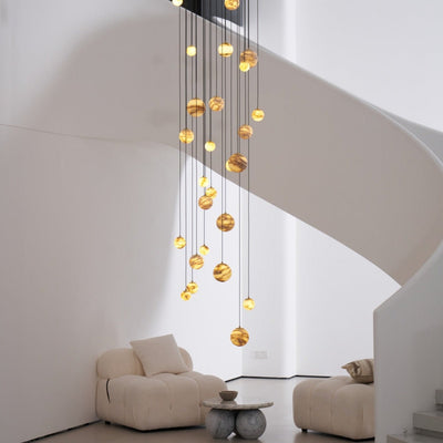 LUX Alabaster Cluster Chandelier Staircase