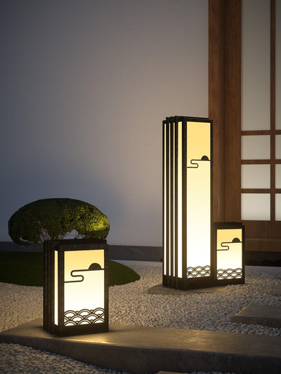 Rivenena Outdoor Light Rectangular Sunrise Pattern Minimalist Garden