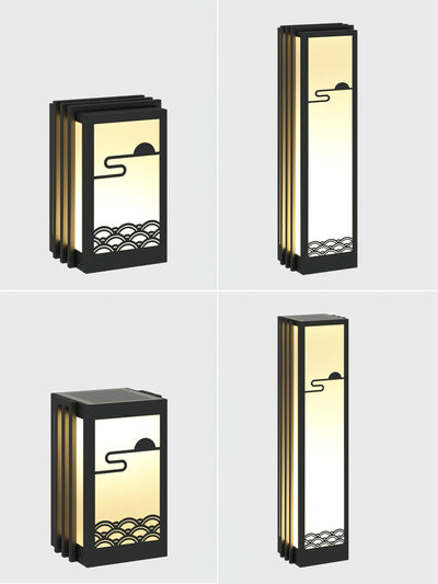 Rivenena Outdoor Light Rectangular Sunrise Pattern Minimalist Garden