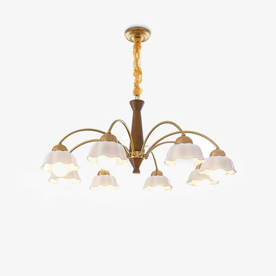 Aldoraria Chandelier Brass Wood Opaline Ceramic