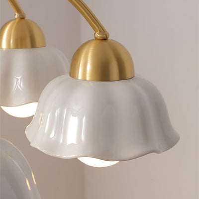 Aldoraria Chandelier Brass Wood Opaline Ceramic