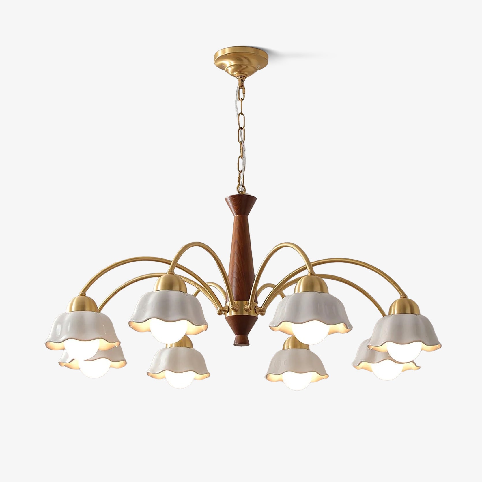Aldoraria Chandelier Brass Wood Opaline Ceramic