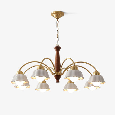 Aldoraria Chandelier Brass Wood Opaline Ceramic