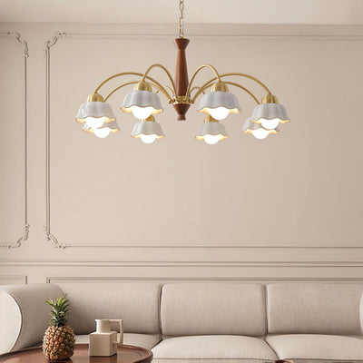 Aldoraria Chandelier Brass Wood Opaline Ceramic