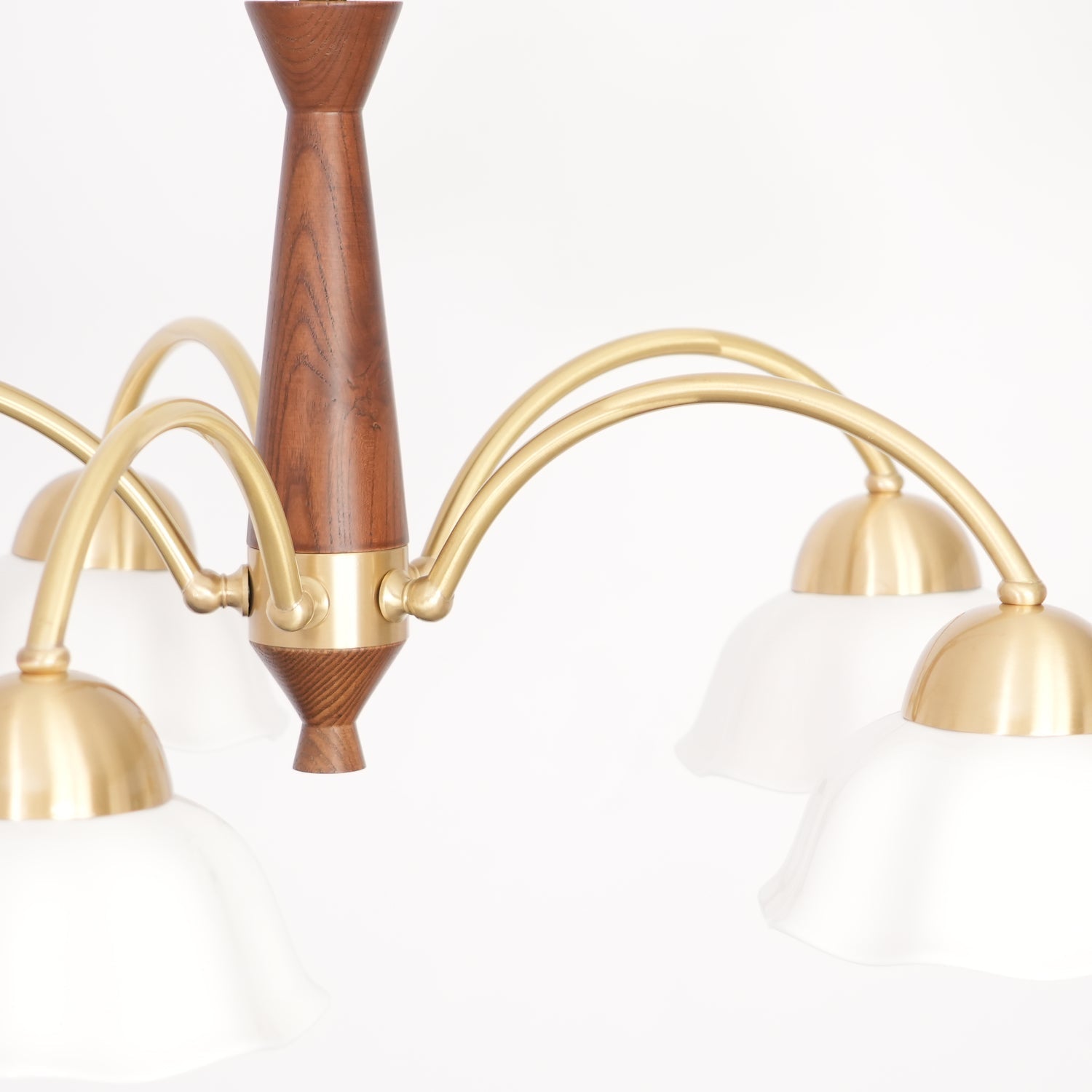 Aldoraria Chandelier Brass Wood Opaline Ceramic