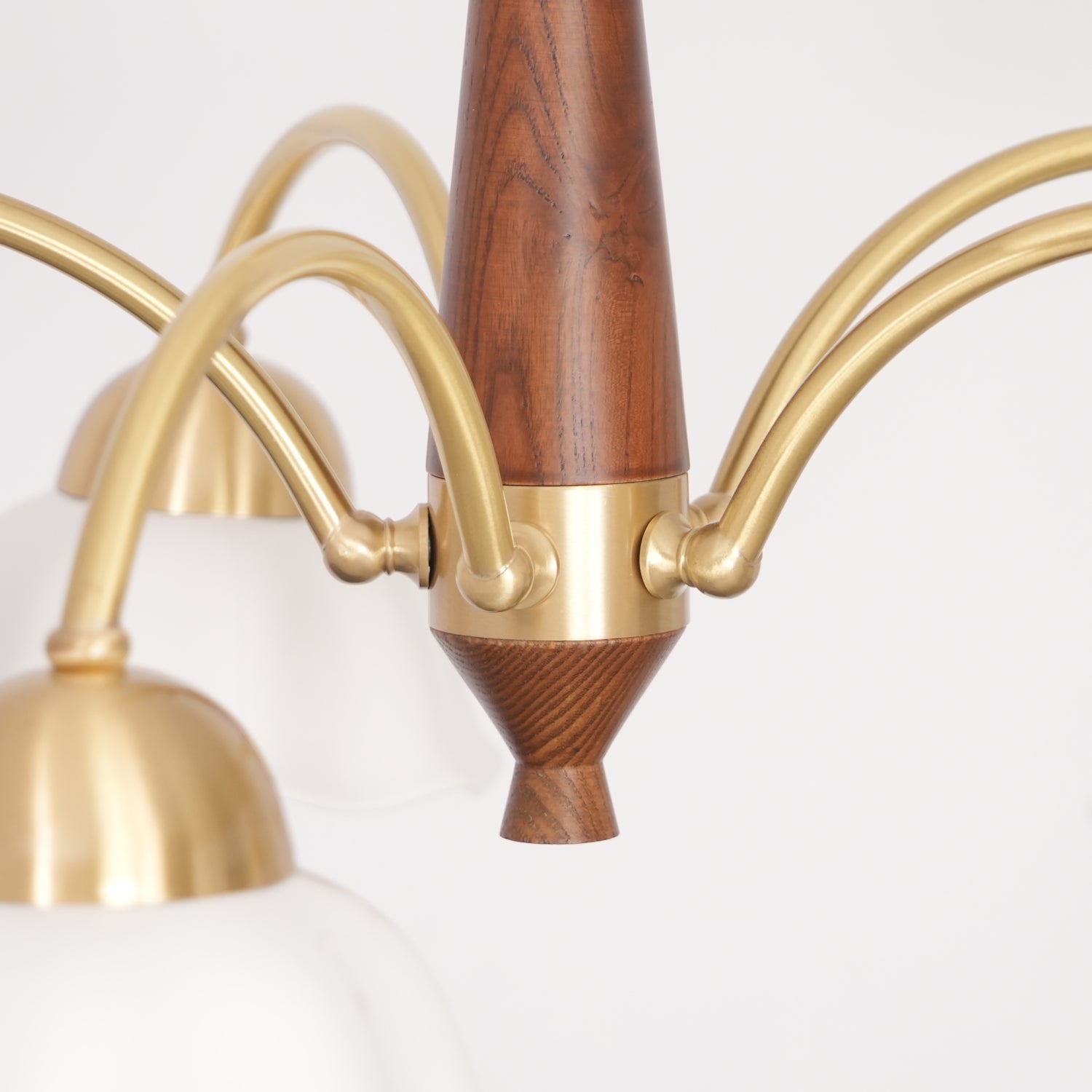 Aldoraria Chandelier Brass Wood Opaline Ceramic