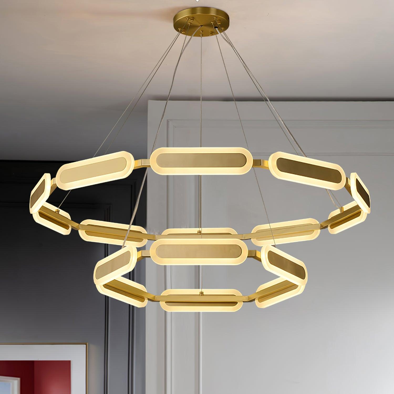 Din Chandelier Geometric Brass Ring