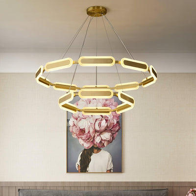 Din Chandelier Geometric Brass Ring