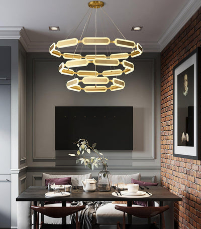 Din Chandelier Geometric Brass Ring