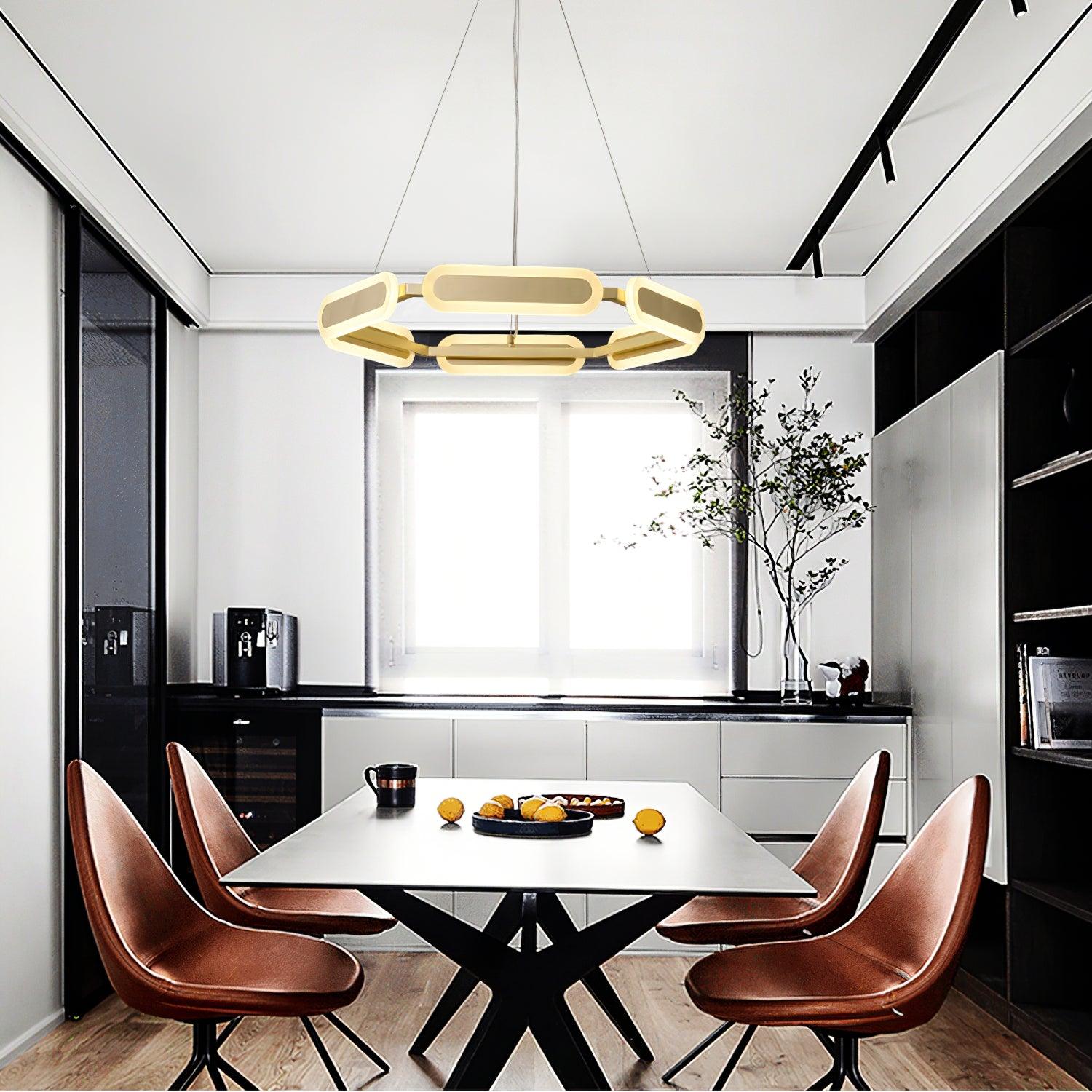 Din Chandelier Geometric Brass Ring