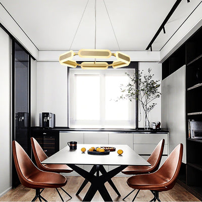 Din Chandelier Geometric Brass Ring