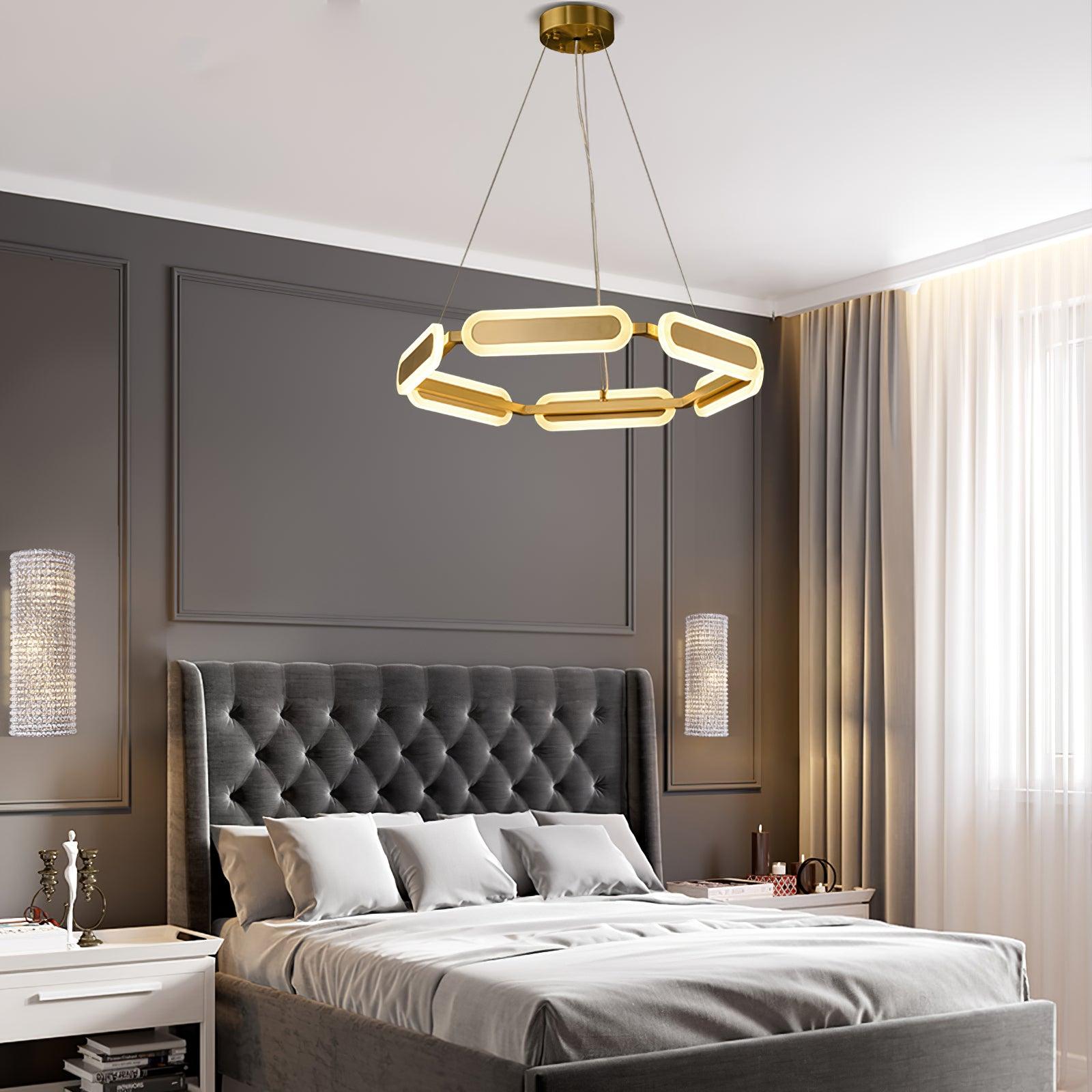 Din Chandelier Geometric Brass Ring